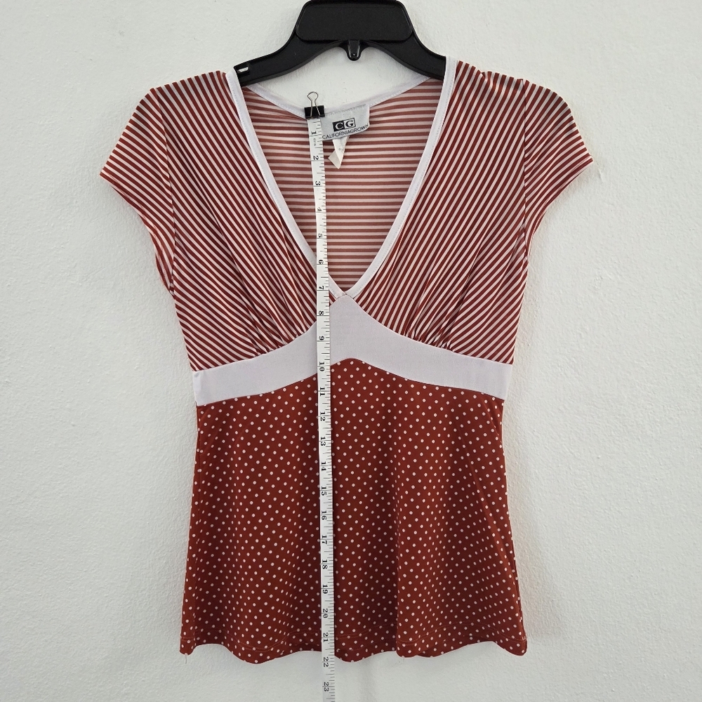 Red and White Striped and Polka Dot Womena Top Size Small - Picture 10 of 15
